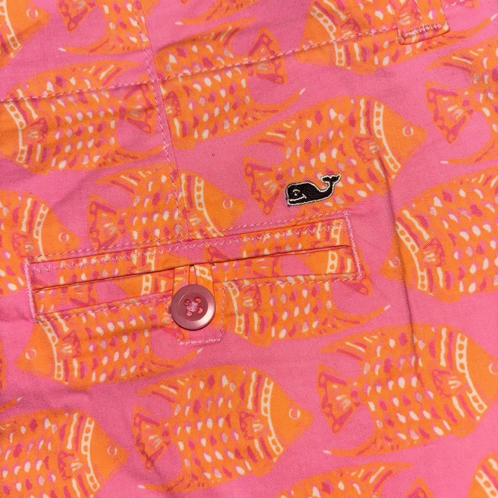 Vineyard Vines Pink Orange Fish Print Cotton Shorts Size 6 Summer Preppy - Picture 8 of 9